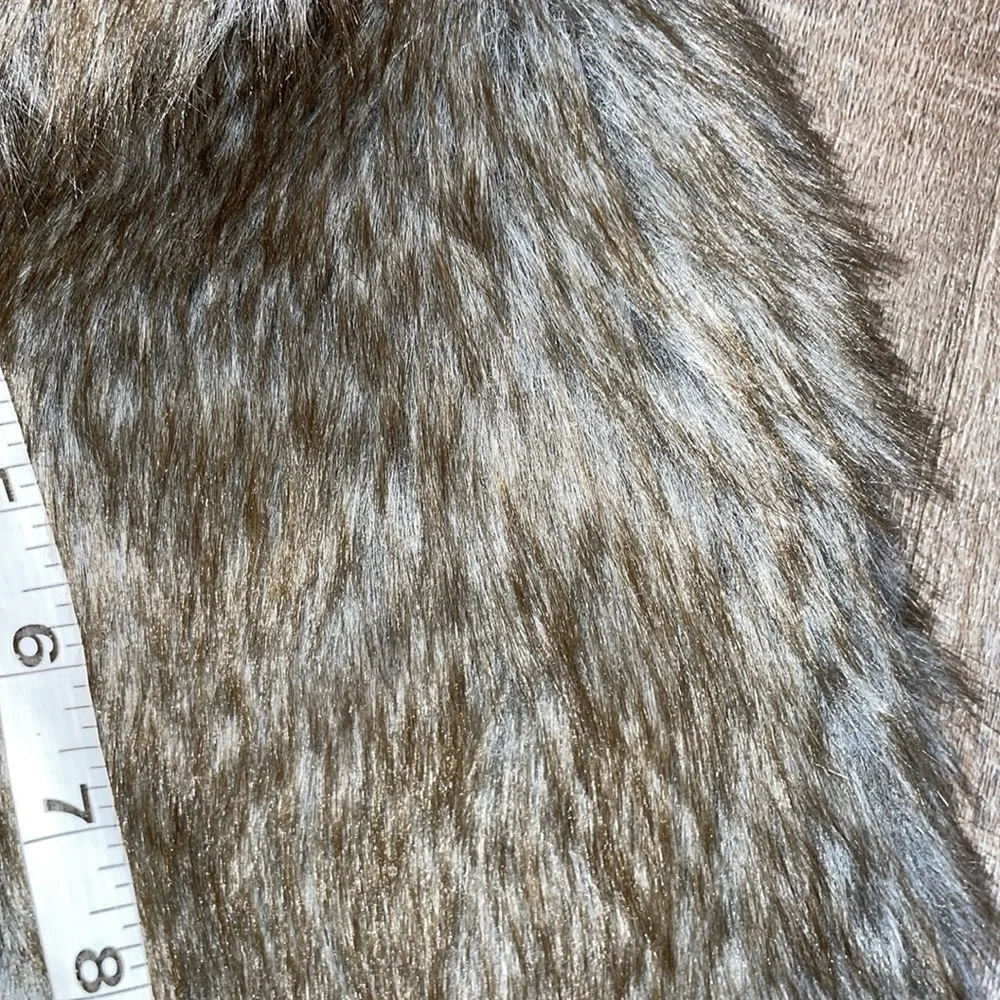 Faux Fur Pet Jacket with Collar Brown Gray size S